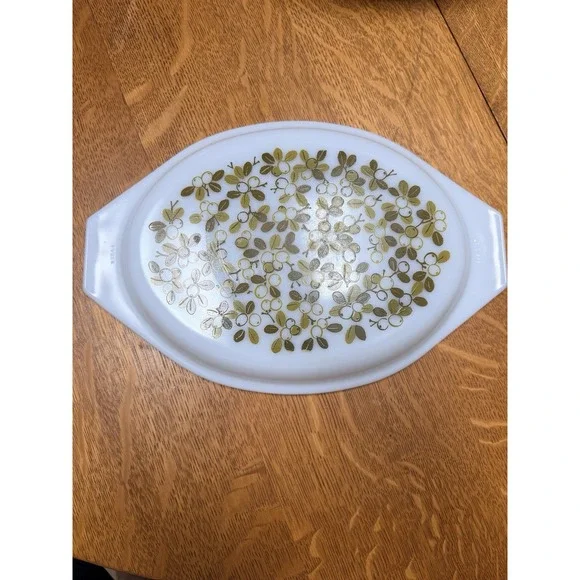 Vintage Pyrex Oval Verde Green Olives Lid Cover ONLY #945C27