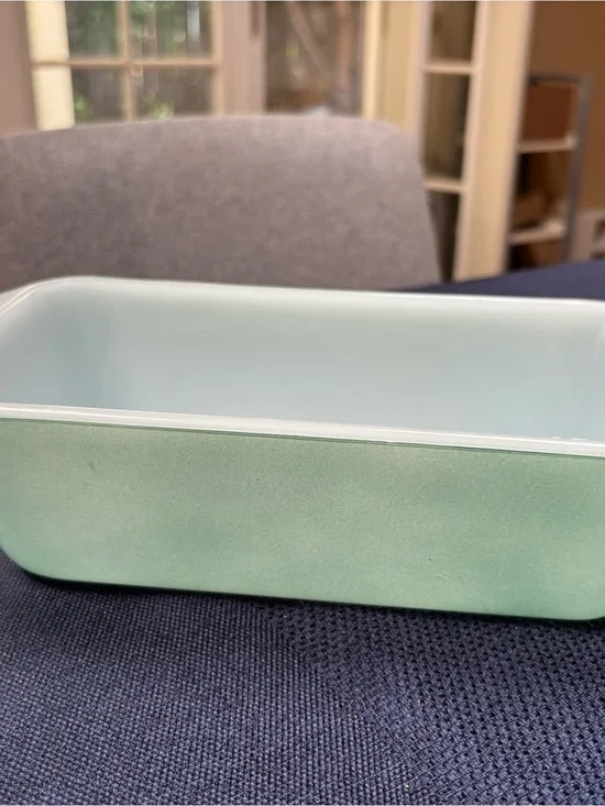 Vintage Glasbake Turquoise Bread Loaf baking dish.