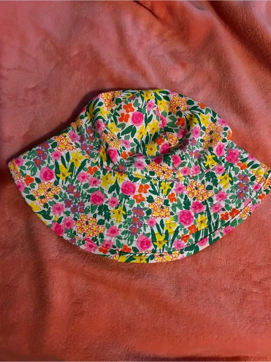 Lilly Pulitzer Girls Floral Sun Bucket Hat - Pink, Yellow & Green
