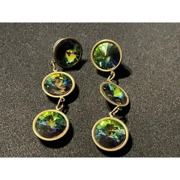 Vintage Gold Tone Watermelo Post Kaleidoscope Earrings