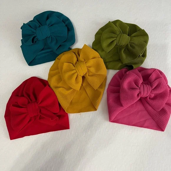 5 Colorful Bow Knot Baby‎ Turbans
