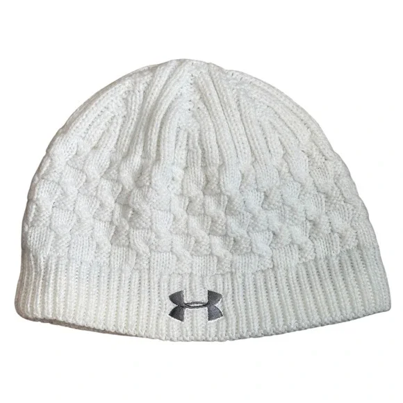 Under Armour Beanie Girls One Size‎ White Cable Knit ColdGear Infrared Hat