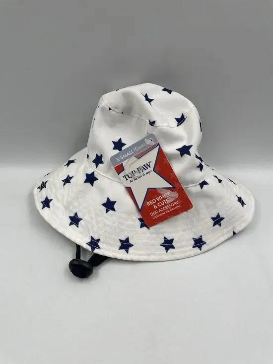 Top Paw - Dog Hat -Medium/Large - Red White and Cute 4th of July Theme Stars