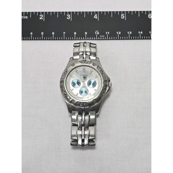 Fossil Men's Watch BQ9184 Silver Blue Multifunction Dial Chronograph Watch Works