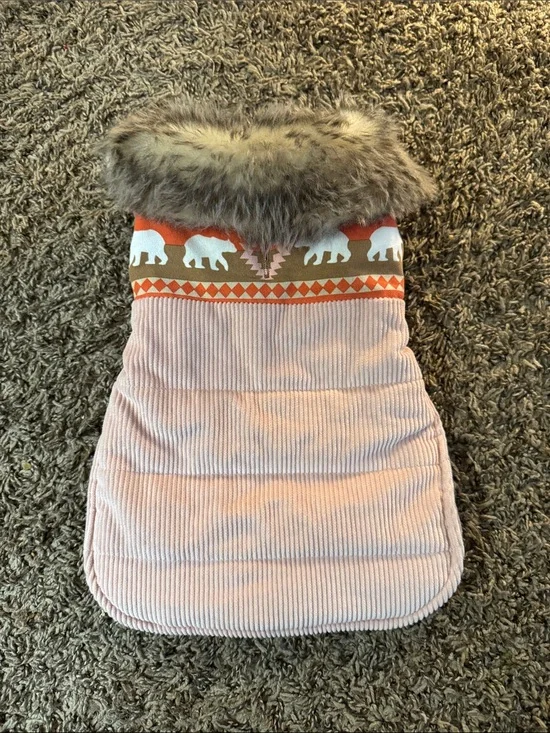 Dog coat with fur collar