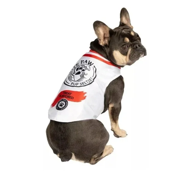 Party Dog Paw Pup Seltzer Pet alcohol dog Costume Halloween XS/S Cat White Red