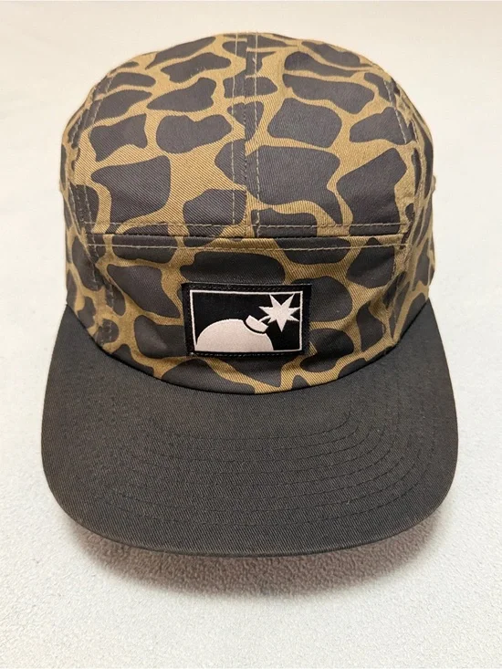 The Hundreds Kids Five-Panel Camo Cap in Olive and Black