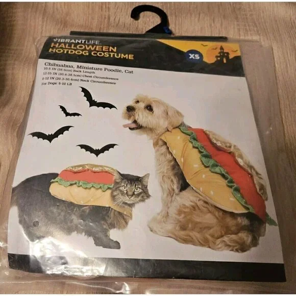 Vibrant Life Dog Cat Pet Halloween Hot Dog Costume Size XS 5-10 Pounds New