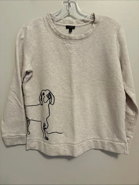 Talbots Light Cream Sweatshirt with Black Dog Outline