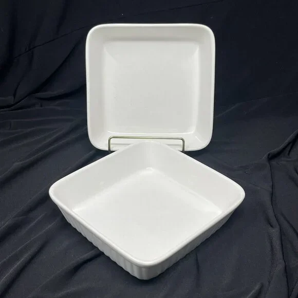 Oven Proof Japan Square Ribbed‎ Baking Dish Ramekin White 6