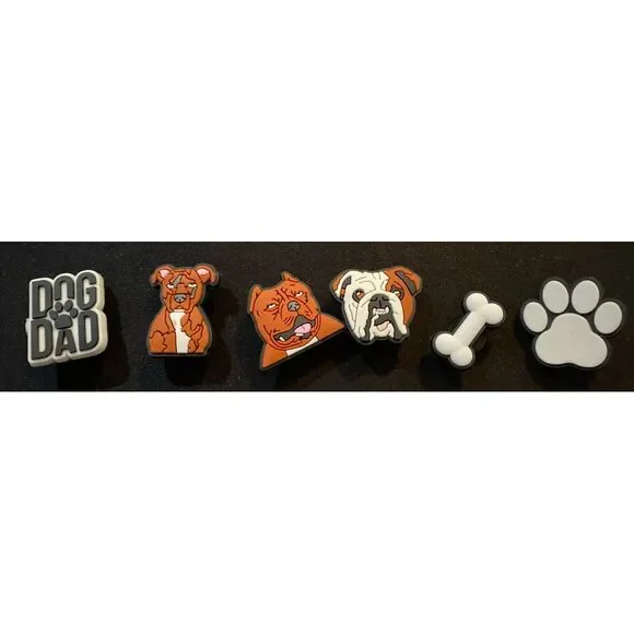 Dog‎ Dad w/ PawPrint Croc Shoe Charms Accessory Six Piece Collection