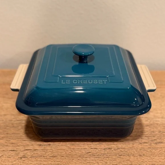 Le Creuset Deep Teal Classic Square Lidded Baking Dish 23cm 3L Stoneware