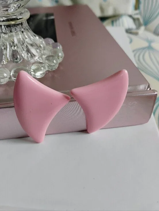 Vintage, Girly Pink Bold Earrings, Pierced, 80s