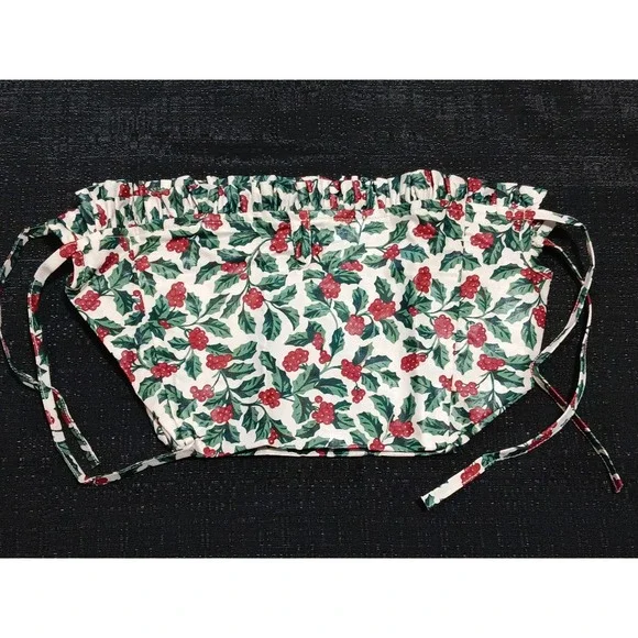 Longaberger Small Purse Basket Liner Traditional Holly Berry 208427 New Green