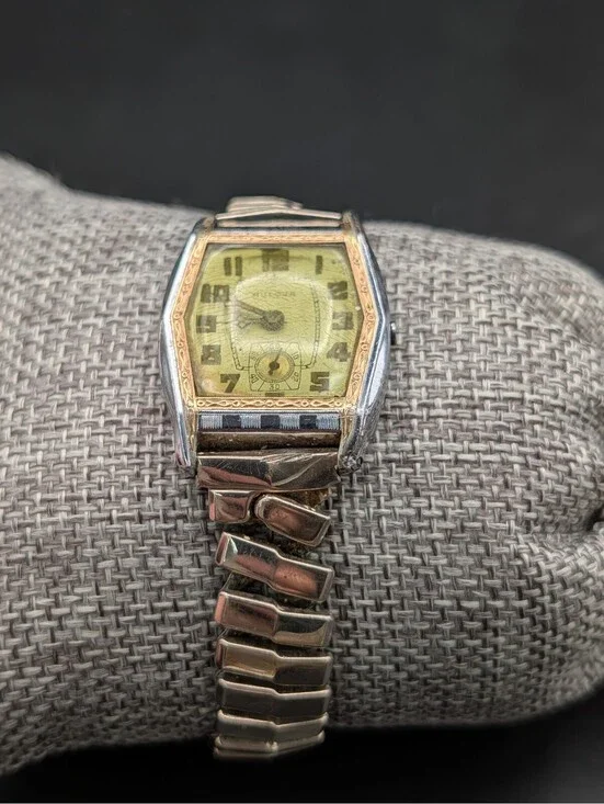 Vintage 1920s Art Deco Bulova 10AN 14K Gold Filled Two Tone Mens Watch For Parts