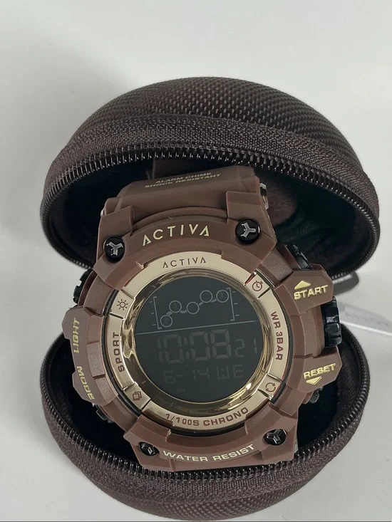 Activa Brown and gold Digital Men’s Sport Watch with storage case
