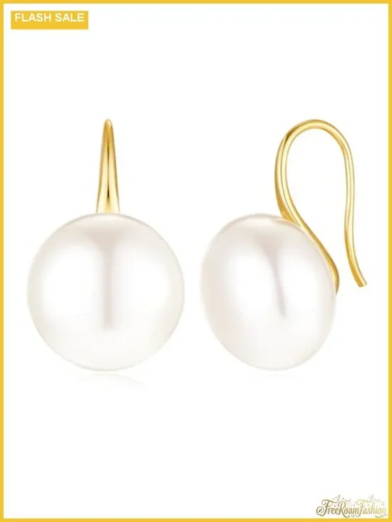 Pearl Drop Earrings Gold Plated Leverback Dangle Wedding