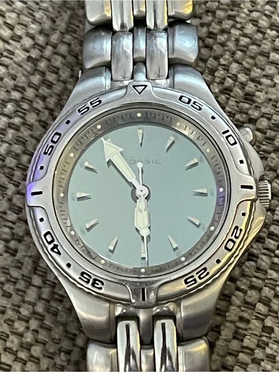 Men’s Fossil Blue Stainless Steel Watch with Light Blue Dial