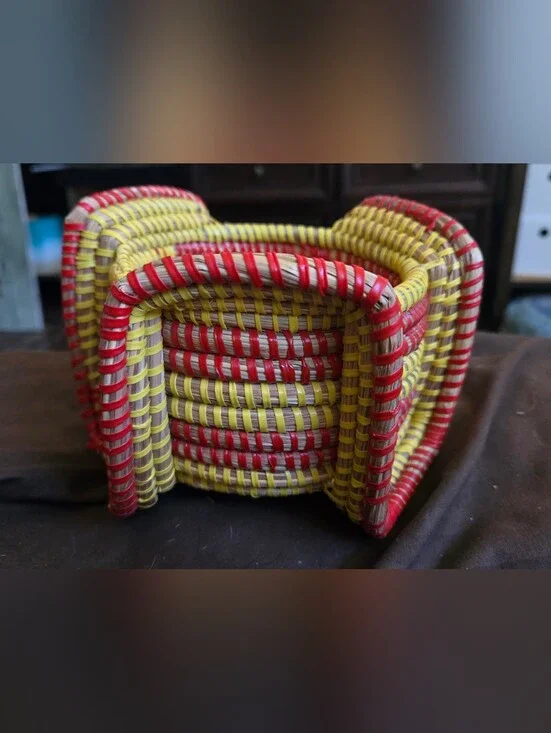 Handwoven Red and Yellow VINTAGE Bowl