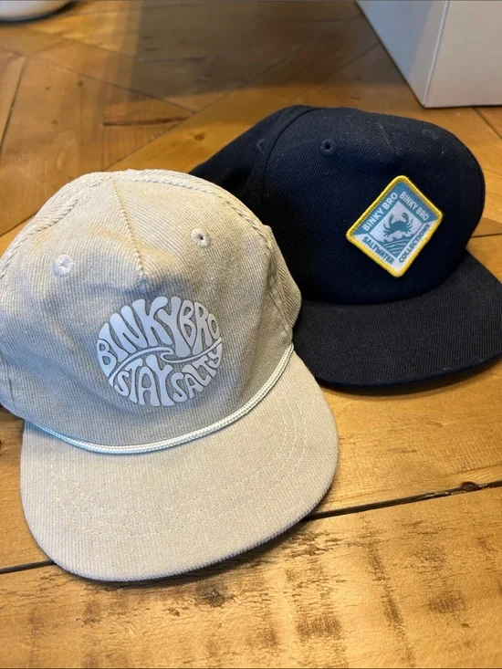 Two Binky Bro Kids hats in Sand and navy- Binky Bro