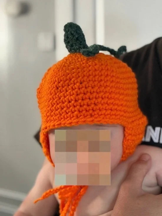 Handmade crochet pumpkin hat