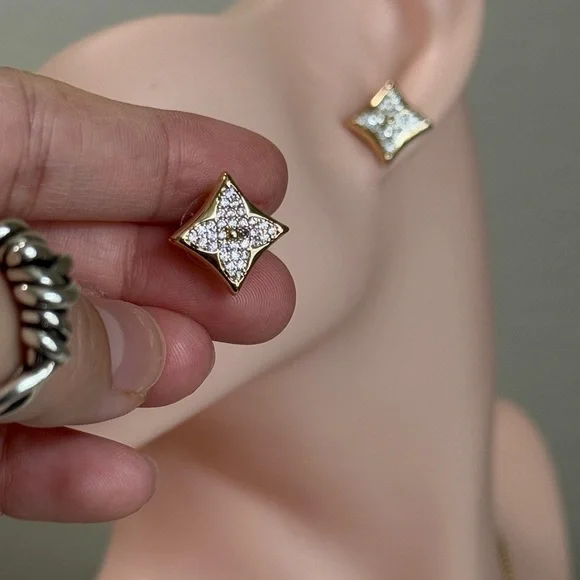 Madeleiné S925 Gold Stud Earrings with Cubic Zirconia
