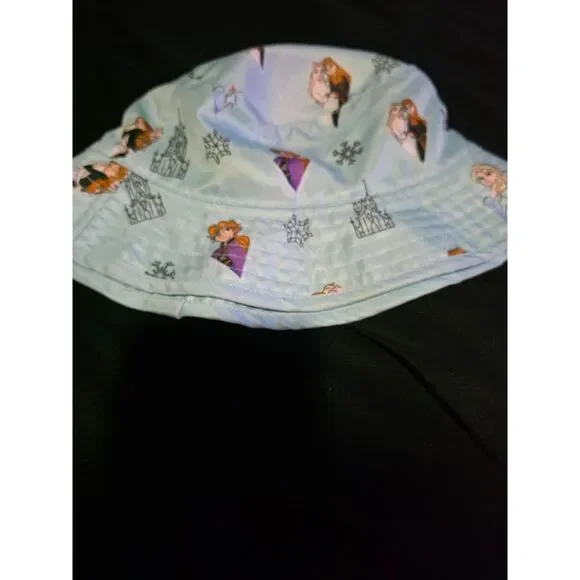 Disney Frozen Elsa Anna Girls Blue All Over Print Bucket Hat