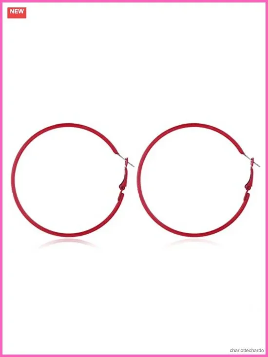 Retro Neon Fluorescence Hoop Earrings Clip On Link Chain Statement