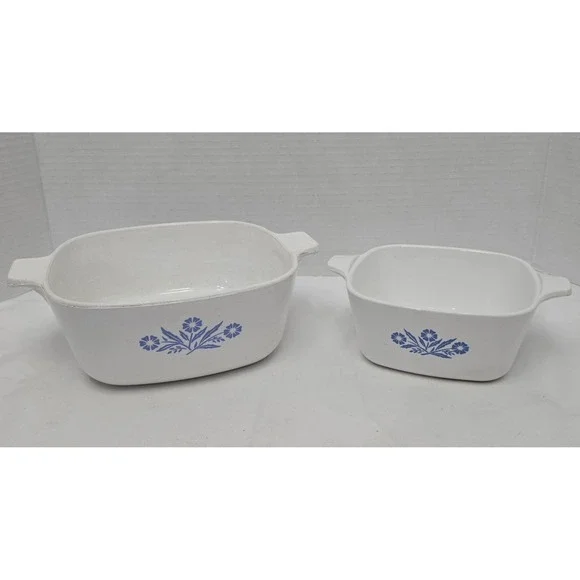 Vintage Corning Ware Blue Cornflower Lot 1.5 Qt 1960s & P-43-B‎ .24 oz Misprint