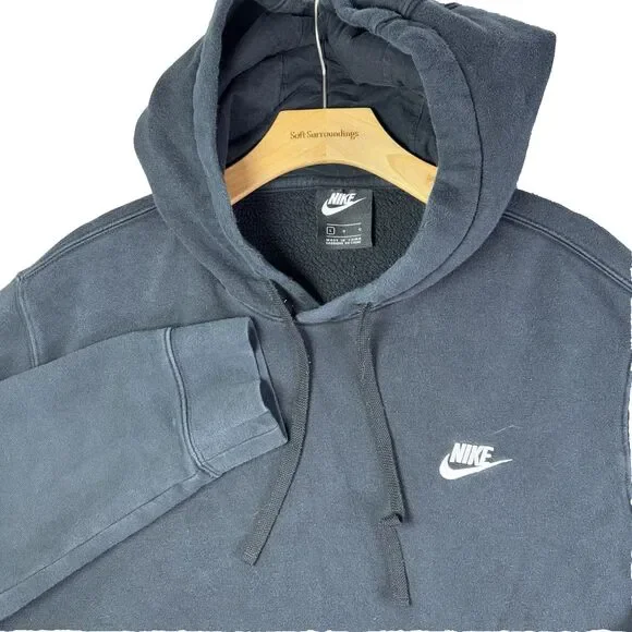 Nike Club Fleece Pullover Hoodie Mens Large Black Pullover Activewear Training