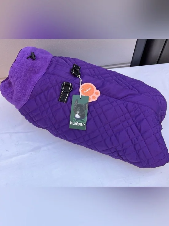 Kuoser Waterproof Dog Coat, Warm Reversible Dog Jacket with Leash Hole Soft Cozy