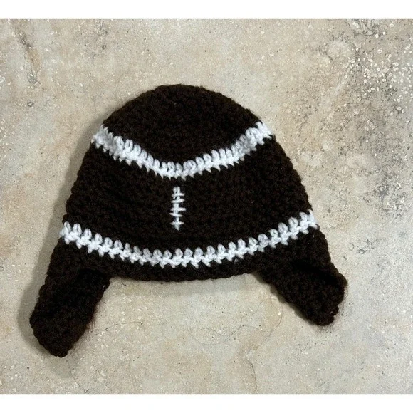 Crochet Football Hat with Ear Flaps - Baby / Toddler Photo Prop‎