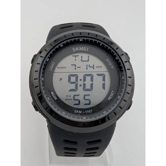 Skmei 1167 Men's Digital Watch‎ Black Resin Strap 50mm Case- New Battery