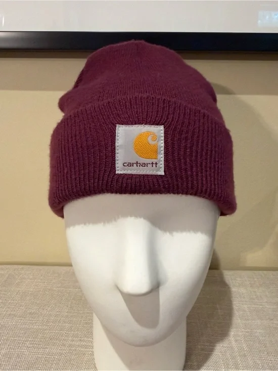 Carhartt Youth Cuffed Beanie Hat Burgundy Maroon Acrylic Winter AH8990