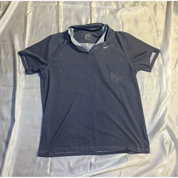 Nike Dri-FIT Blade Collar Men's Golf Polo Shirt Gray Size M Standard Fit