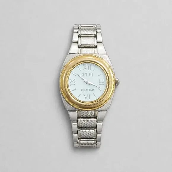 Ecclissi 33035 Sterling Silver 925 Two Tone Reversible Link Swivel Watch