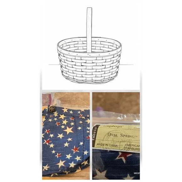 Longaberger Oval Spring Basket American Starburst Liner Only
