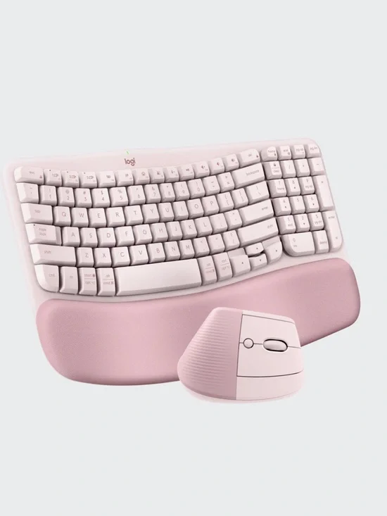 Logitech Pink Ergonomic Wireless Keyboard and Mouse Set