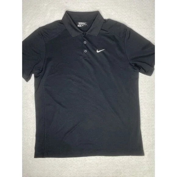 Nike Men's Polo Shirt XLarge Black Golf Dri-FIT Performance Tagless Knit Sports