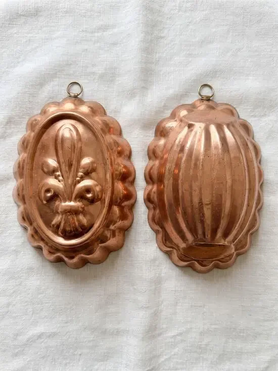 Vintage Copper Cake Tins Retro Mold Set Tagus Portugal Kitchen Mold Wall Decor