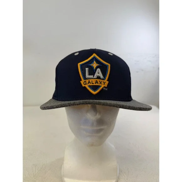 Adidas LA Galaxy MLS Youth Snapback Hat Navy Blue Grey Flat Brim Cap S8DEA