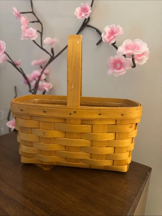 Longaberger Yellow Woven Basket with Handle