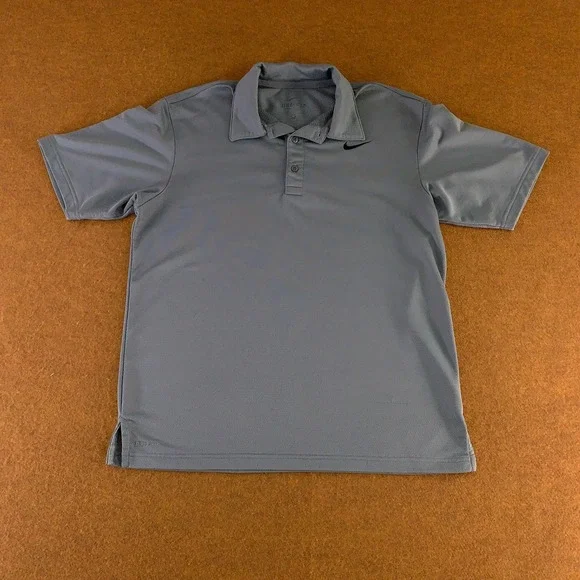 Nike Dri Fit Mens‎ Size Medium Gray Short Sleeve Performance Polo Shirt *Flaw