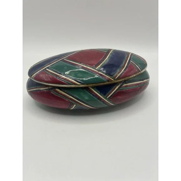 The Oklahoma Importing Co. Southwestern Geometric Style Trinket Box Oval Dish