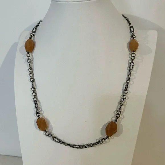 Vintage Sterling Silver‎ Aventurine Necklace 24
