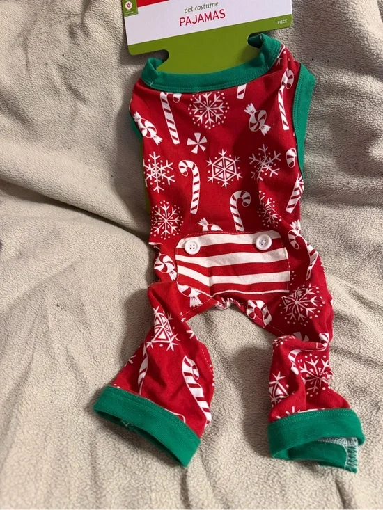Holiday Candy Cane Dog Pajamas - Red & Green
