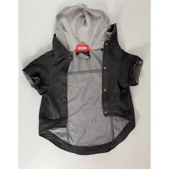 Reddy Dog Jacket XXL Black Denim Hooded Pet Coat Vest New With Tags