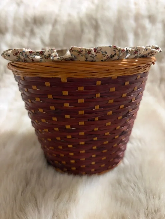 Woven Decorative Basket with Floral Liner - Red and Natural