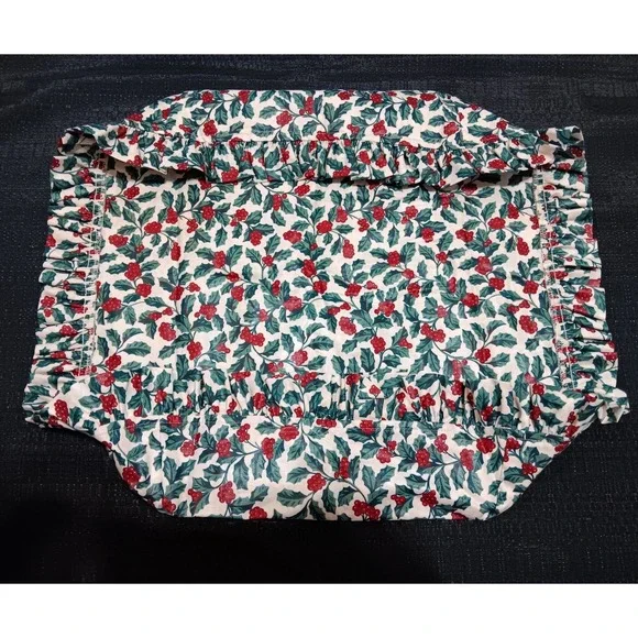 Longaberger Traditional Holly Serving Tray Basket Liner 217927 Christmas Ruffle