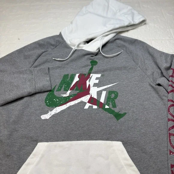 Nike Jordan Hoodie Mens XL Sweatshirt Pullover Gray White Logo Activewear